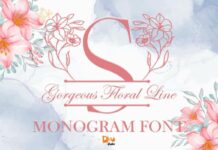 Gorgeous Floral Line Monogram Font Poster 1