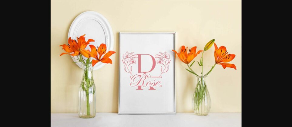 Gorgeous Floral Line Monogram Font Poster 5