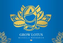 Grow Lotus Mandala Monogram Font Poster 1