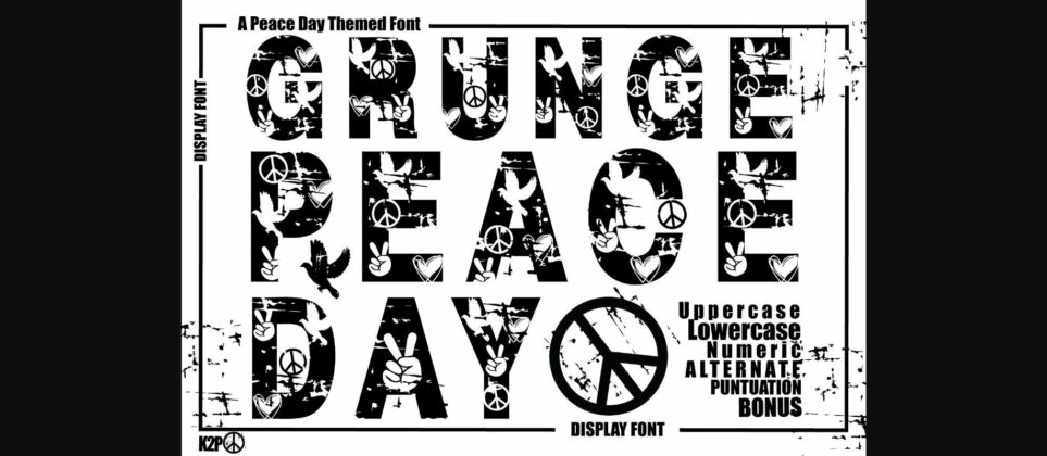 Grunge Peace Day Font Poster 3