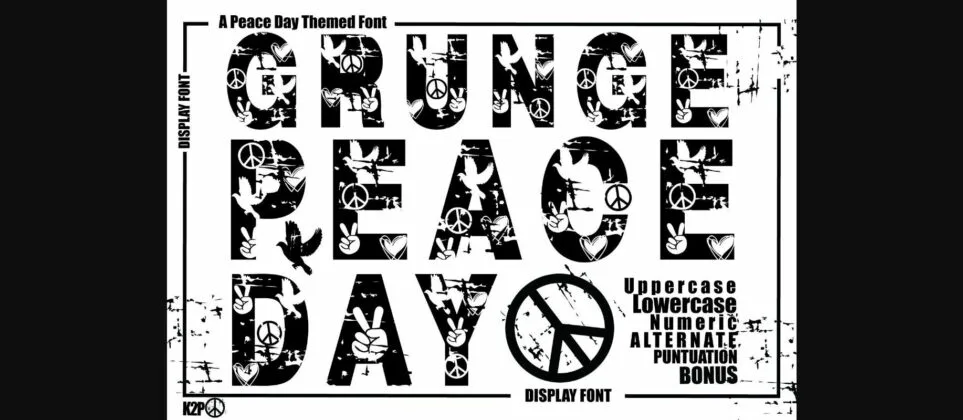 Grunge Peace Day Font Poster 3