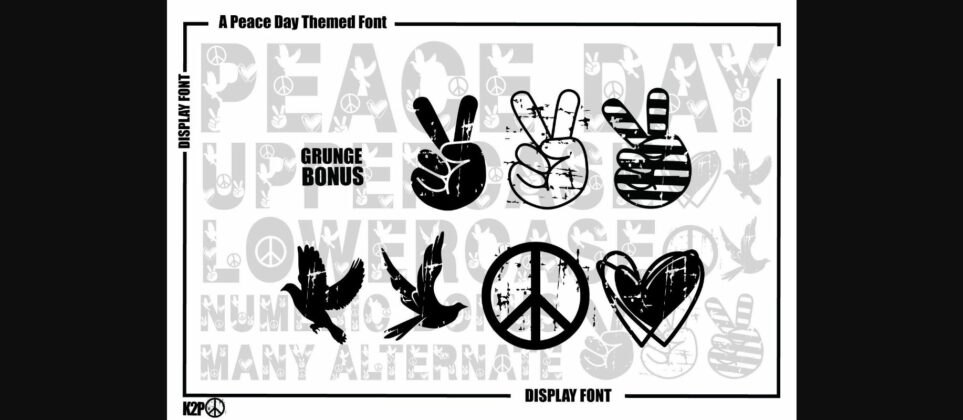 Grunge Peace Day Font Poster 11