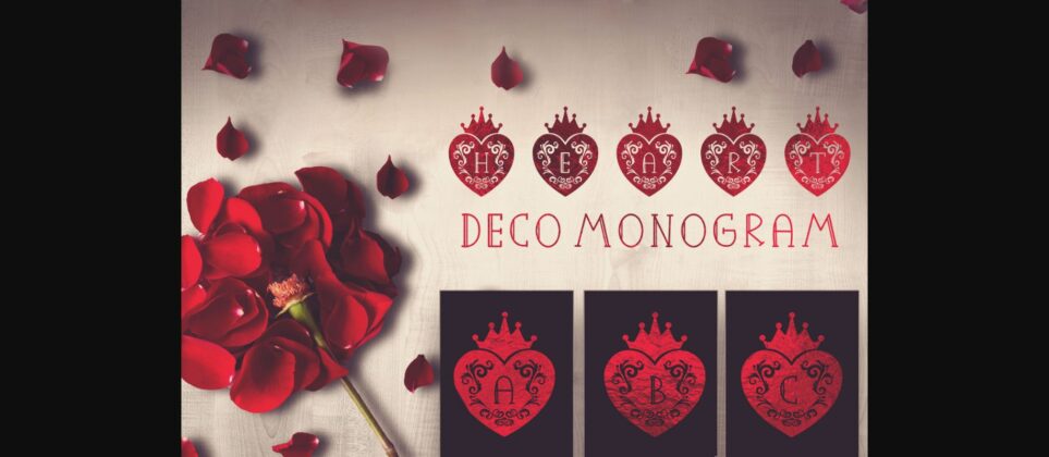 Heart Deco Monogram Font Poster 3