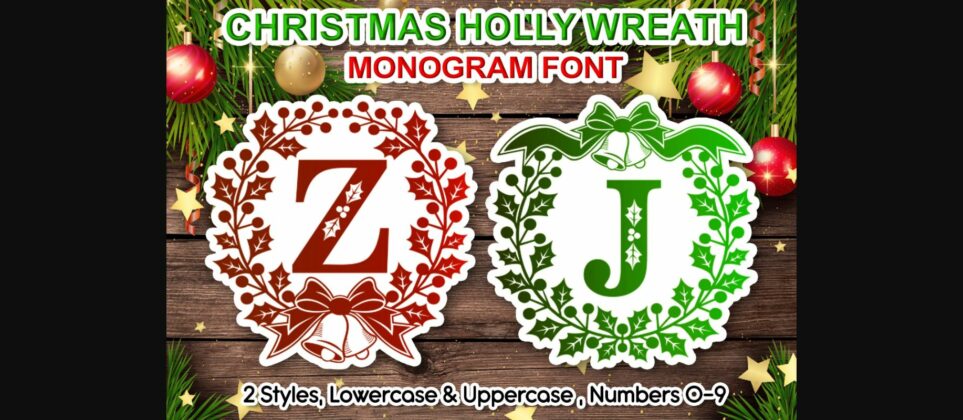 Holly Wreath Font Poster 3