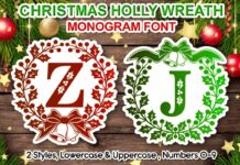 Holly Wreath Font Poster 1