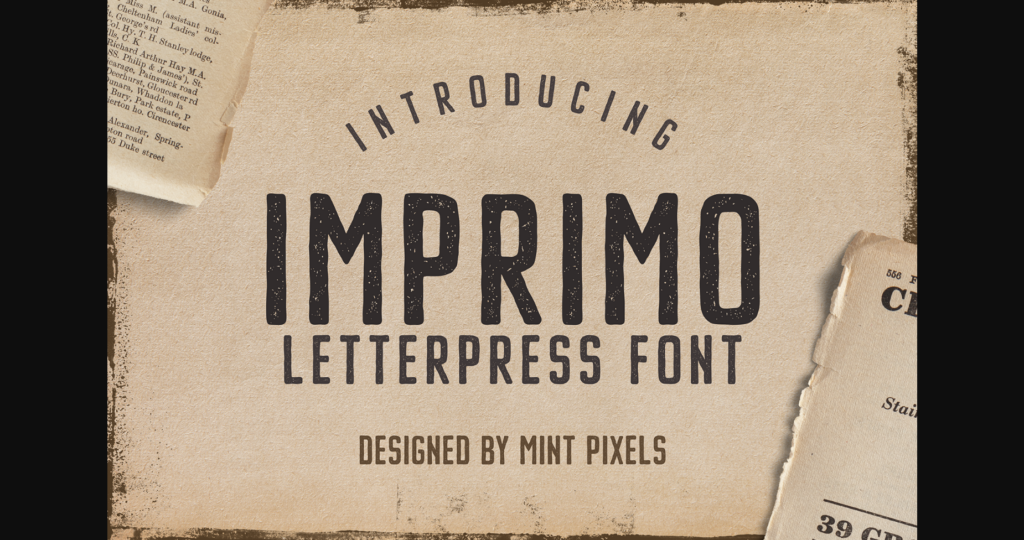 Imprimo Letterpress Font Poster 3