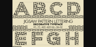 Jigsaw Pattern Lettering Font Poster 1