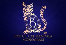 Joyful Cat Mandala Monogram Font Poster 1