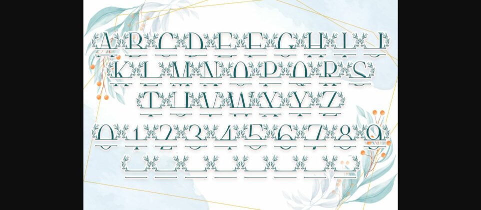 Leaves Buds Line Monogram Font Poster 6