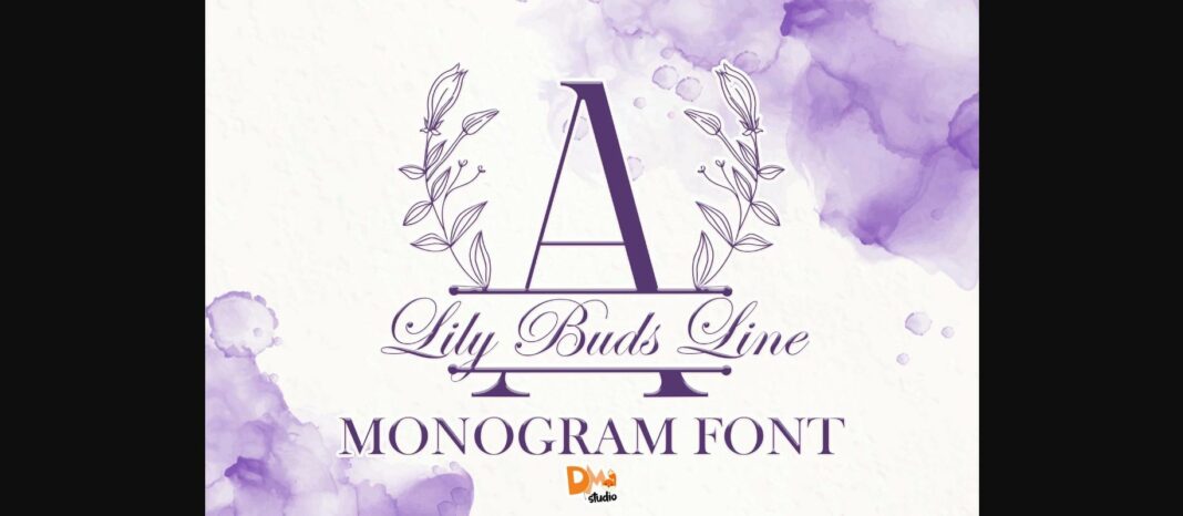 Lily Buds Line Monogram Font Poster 3