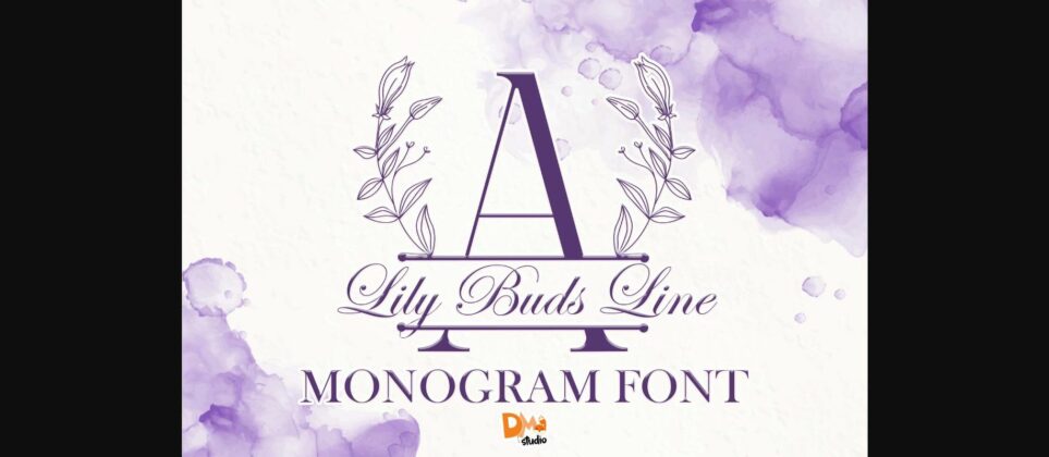 Lily Buds Line Monogram Font Poster 3