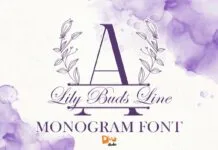 Lily Buds Line Monogram Font Lily Buds Line Monogram Font Poster 1