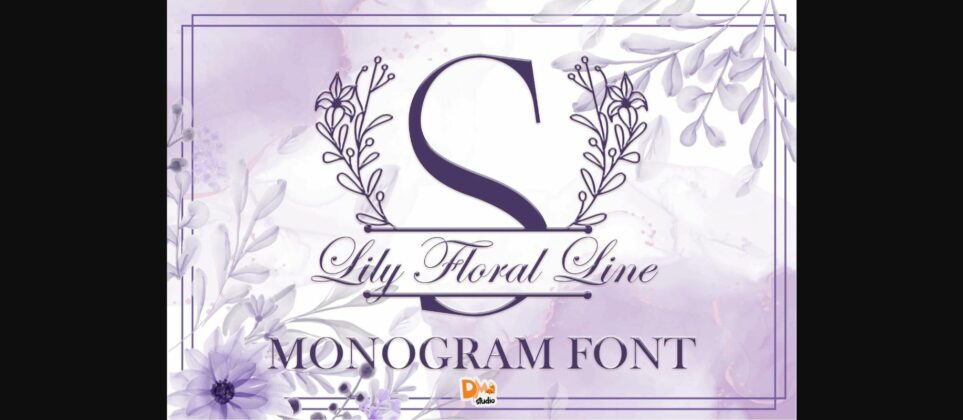 Lily Floral Line Monogram Font Poster 3