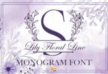 Lily Floral Line Monogram Font Poster 1