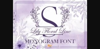 Lily Floral Line Monogram Font Poster 1