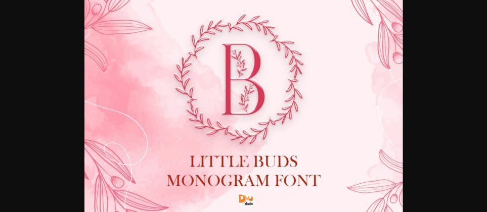 Little Buds Monogram Wreath Font Poster 1