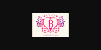 Love Butterfly Monogram Font Poster 1