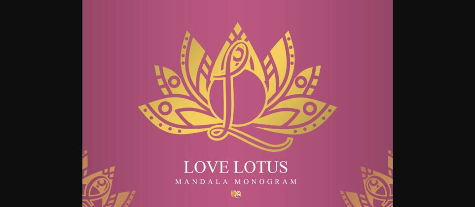 Love Lotus Mandala Monogram Font Poster 3