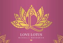 Love Lotus Mandala Monogram Font Poster 1