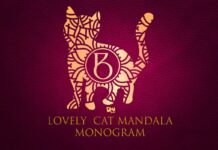 Lovely Cat Mandala Monogram Font Poster 1