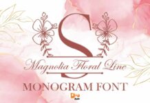 Magnolia Floral Line Monogram Font Poster 1