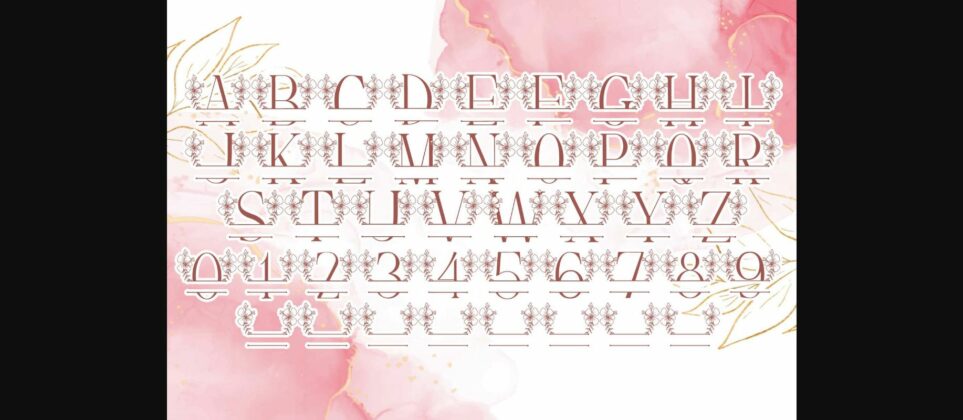 Magnolia Floral Line Monogram Font Poster 6