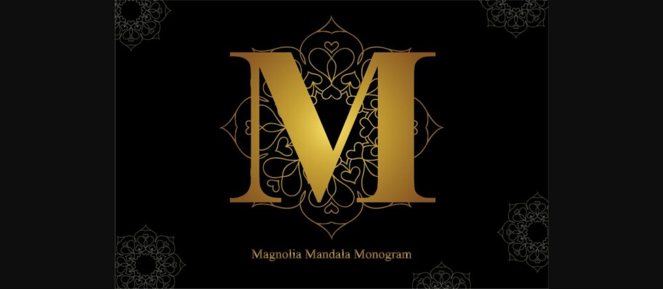 Magnolia Mandala Monogram Font Poster 4