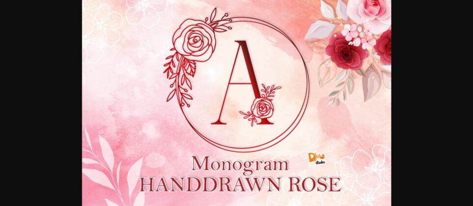 Monogram Handdrawn Rose Font Poster 3