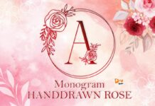 Monogram Handdrawn Rose Font Poster 1