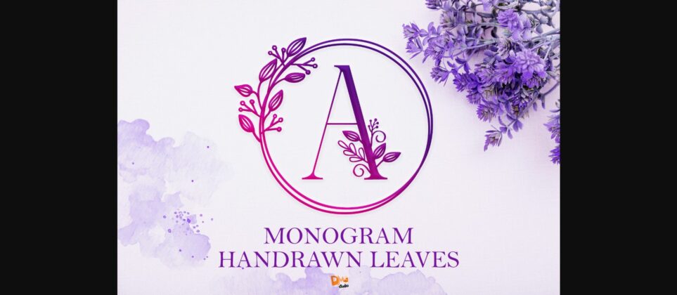 Monogram Handrawn Leaves Font Poster 3