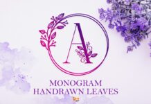 Monogram Handrawn Leaves Font Poster 1