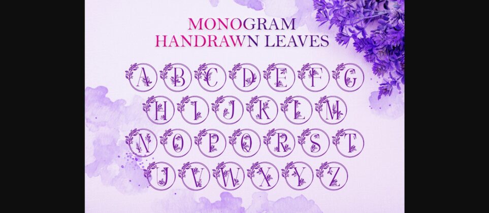 Monogram Handrawn Leaves Font Poster 7