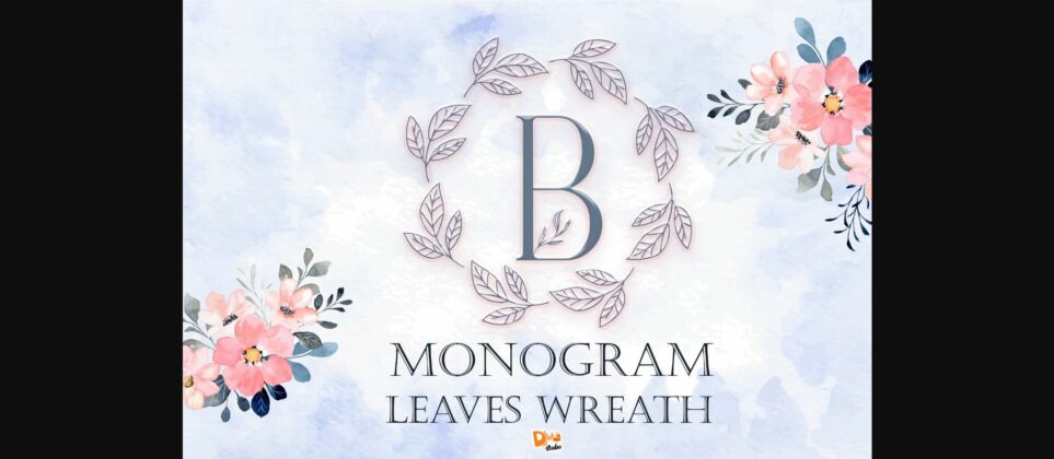 Monogram Leaves Wreath Font Poster 3