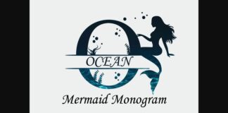Ocean Mermaid Monogram Font Poster 1