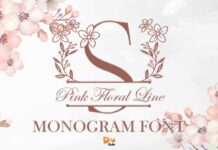 Pink Floral Line Monogram Font Poster 1