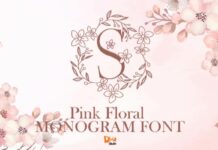 Pink Floral Monogram Font Poster 1