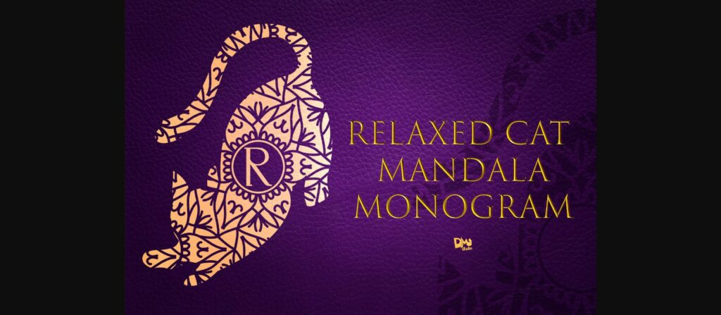 Relaxed Cat Mandala Monogram Font Poster 1