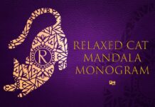 Relaxed Cat Mandala Monogram Font Poster 1