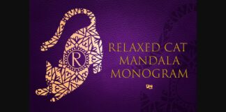 Relaxed Cat Mandala Monogram Font Poster 1