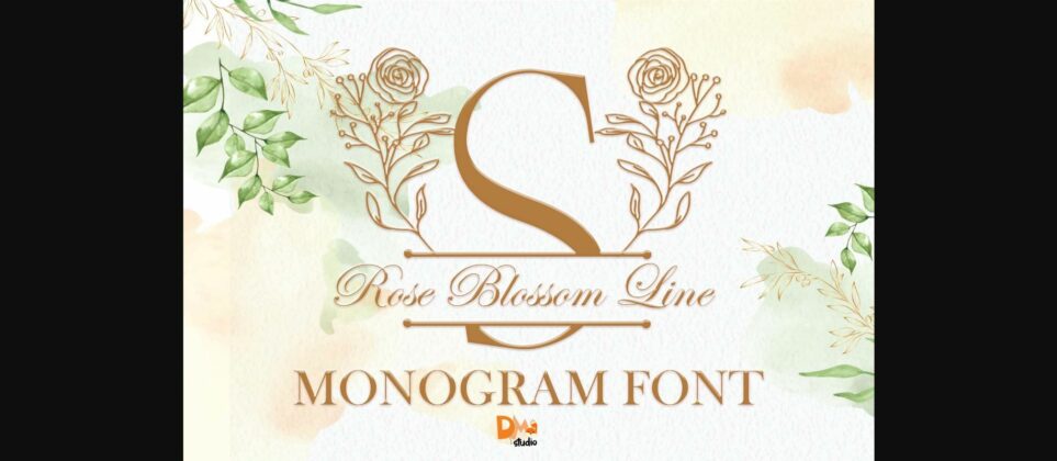 Rose Blossom Line Monogram Font Poster 3