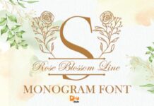 Rose Blossom Line Monogram Font Poster 1