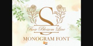 Rose Blossom Line Monogram Font Poster 1