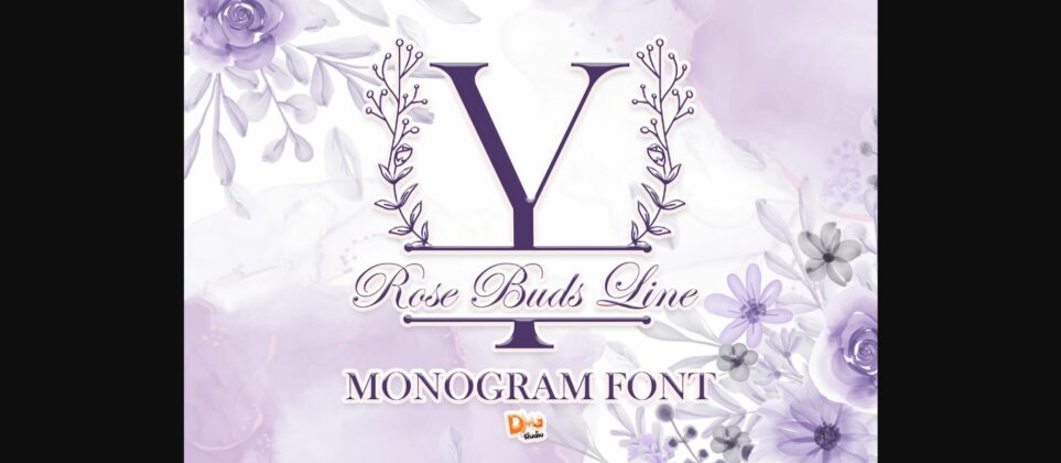 Rose Buds Line Monogram Font Poster 3