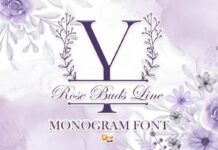 Rose Buds Line Monogram Font Poster 1