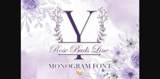 Rose Buds Line Monogram Font Poster 1