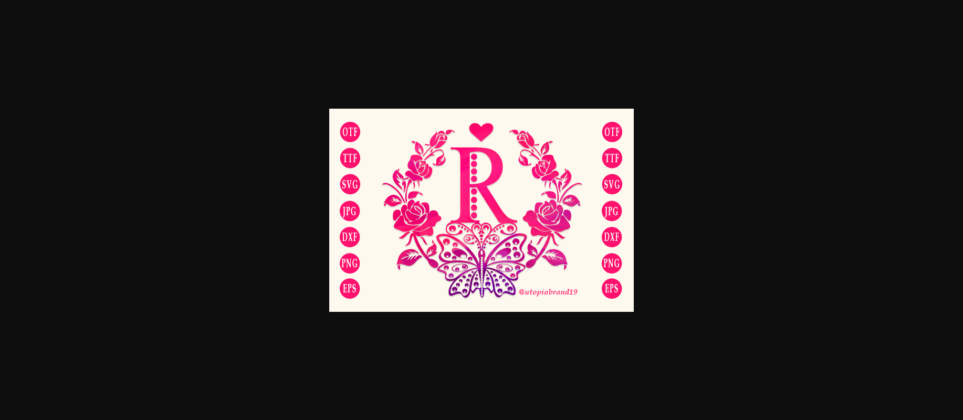 Rose Butterfly Monogram Font Poster 3
