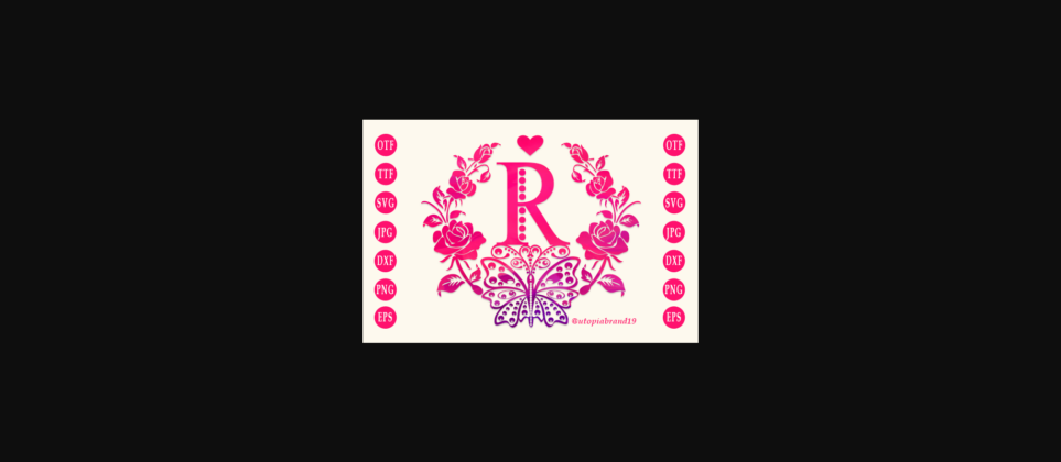 Rose Butterfly Monogram Font Poster 1