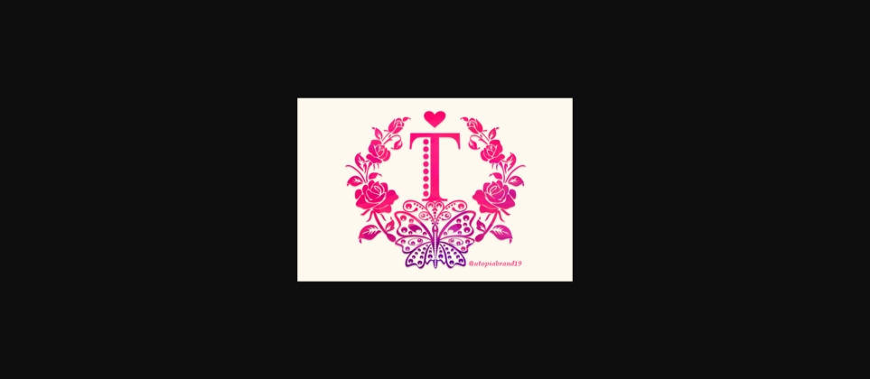 Rose Butterfly Monogram Font Poster 11