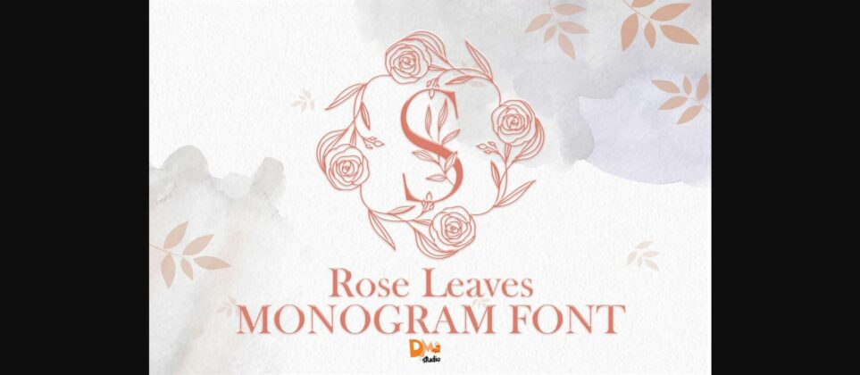 Rose Leaves Monogram Font Poster 3