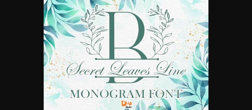 Secret Leaves Line Monogram Font Poster 3